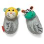Infantino Foot Rattles, Zebra & Cheetah, Soft Baby Sock Rattles - Encourages Hand-Eye Coor