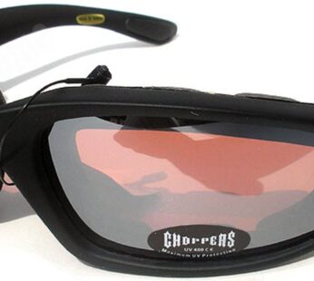 Night Driving Riding Padded Motorcycle Glasses 011 Black Frame with Yellow Lenses (Black –