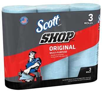 Scott 75143 Scott Shop Towels, Blue (3 Rolls, 55 Towels/Roll, 165 Towels Total)