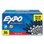 EXPO Fine Tip Dry Erase Markers, White Board Markers Dry Erase, Low Odor, Black, 36-Count