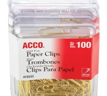 Acco Brand Gold Tone Clips, Smooth Finish, 2 Size, 100/Box, 4-Pack (400 Clips Total) (A707