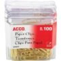 Acco Brand Gold Tone Clips, Smooth Finish, 2 Size, 100/Box, 4-Pack (400 Clips Total) (A707
