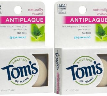 Tom’s of Maine Natural Waxed Antiplaque Flat Floss, Spearmint, 32-Yards, Pack of 2