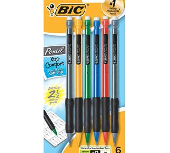 BIC MPGP61 Mechanical Pencil 0.7mm Rubber Grip Nonrefill 6/PK AST