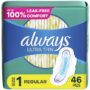 Always Ultra Thin, Feminine Pads For Women, Size 1 Regular Absorbency, With Wings, Unscent