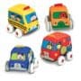 Melissa & Doug K's Kids Pull-Back Vehicle Set - Soft Baby Toy Set With 4 Cars and Trucks a