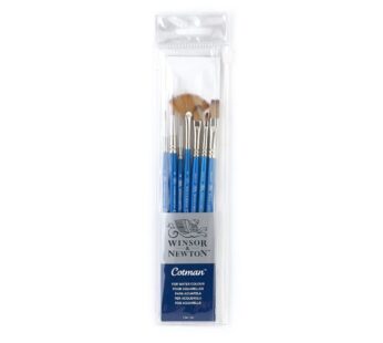 Winsor & Newton Cotman Short Handle Brushes, Set of 7, (Round 1 & 6, Rigger 2, Filbert 1/4