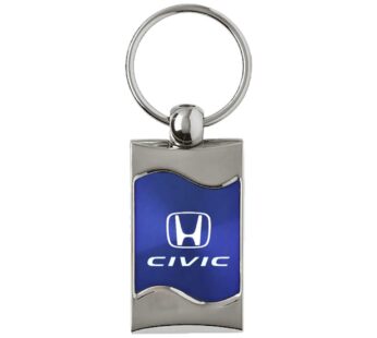 Honda Civic Blue Spun Brushed Metal Key Ring