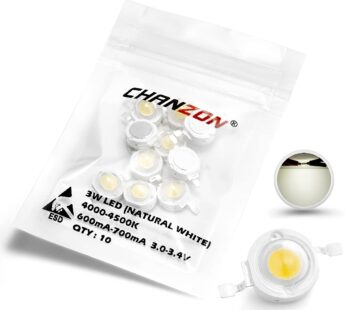 CHANZON 10 pcs High Power Led Chip 3W Natural White (4000K – 4500K / 600mA – 700mA / DC 3V