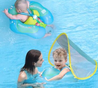 Free Swimming Baby Inflatable Baby Swim Float with Sun Canopy Size Improved Infant Pool Fl