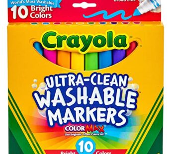 Crayola Ultra Clean Washable Markers (10 Count), Broad Line Markers For Kids, Great For Cr