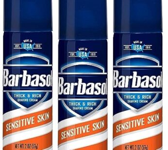 Barbasol Shave Cream Sensitive Skin Travel size 2 oz (Pack of 3)