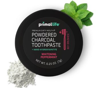 Primal Life Organics -Dirty Mouth Toothpowder, Activated Charcoal Tooth Cleaning Powder, E