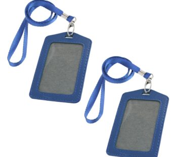 uxcell Faux Leather Badge ID Card Vertical Holders, 2-Piece, Blue