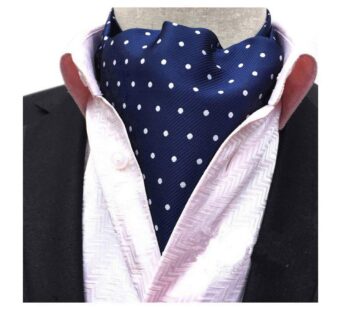 Secdtie Men’s Blue Striped Polka Dot Silk Cravat Woven Ascot Jacquard Ties 017