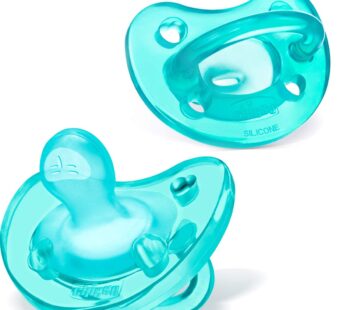 Chicco PhysioForma 100% Soft Silicone One Piece Pacifier for Babies 0-6 Months, Teal, Orth