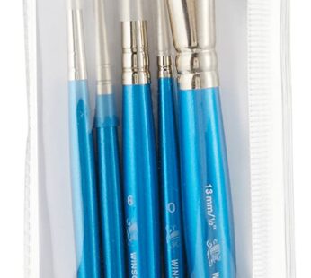 Winsor & Newton Cotman Short Handle Brushes, Set of 5, (Round 0, 2, & 6, Rigger 1, One Str