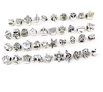 yueton Pack of 40 Assorted Loose Spacer Beads Charms Bracelet Jewelry Making Findings DIY