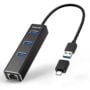 TECKNET USB to Ethernet Adapter, USB C to Ethernet, Aluminum 3 Port USB 3.0 Hub with RJ45