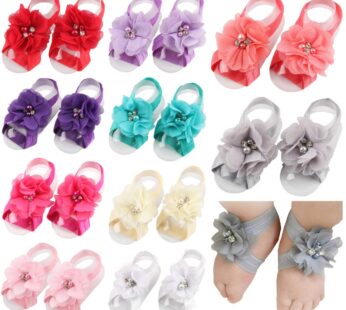 Toptim Baby Girl’s Barefoot Sandals Flower for Newborn Toddlers (0-3T) (10 Colors)