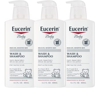 Eucerin Baby Wash & Shampoo – 2 in 1 Tear Free Formula, Hypoallergenic & Fragrance Free, N