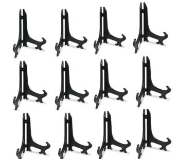 Artliving 5 Inch Black 12pcs/Set Plastic Easels Plate Display Stands Picture Frame Stand H