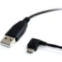 StarTech.com 1 ft. (0.3 m) USB to Micro USB Cable - USB 2.0 A to Left Angle Micro B - Blac