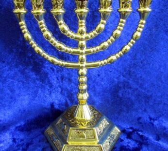 12 Tribes of Israel Jerusalem Temple Menorah Choose from 3 Sizes Gold or Silver (Gold, 5″