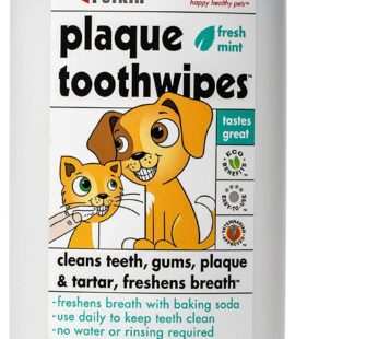 Petkin Cat and Dog Dental Wipes, 40 Wipes (Fresh Mint) – Natural Formula Cleans Teeth, Gum