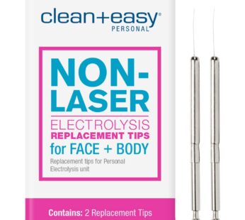Clean + Easy Non-Laser Electrolysis Replacement Tips for Face & Body, Pack of 2