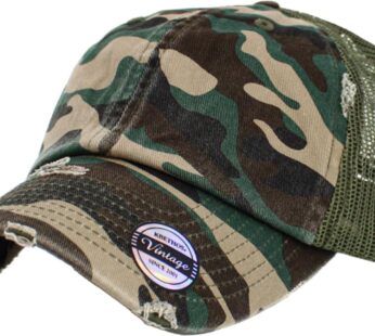 KBETHOS KBE-VM CAM Vintage Washed Cotton Baseball Cap, Camo