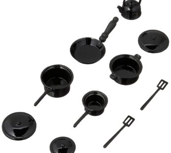 Dollhouse Miniature Metal Pots and Pans, Black, 10 Piece