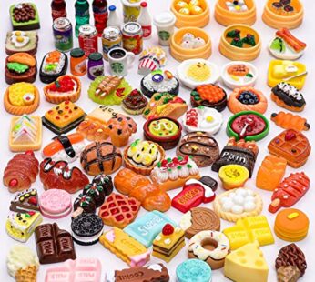 80 Pieces Mini Food Drinks Bottle Toys Pretend Food for Dollhouse Kitchen Accessories Mini