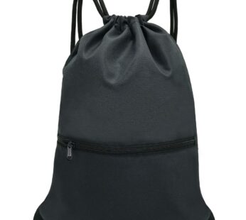 HOLYLUCK Men & Women Sport Gym Sack Drawstring Backpack Bag – Black
