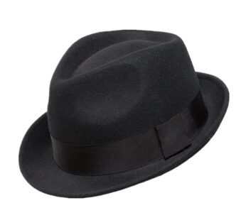Home Prefer Men’s Wool Felt Winter Hat Short Brim Fedora Hat Black Medium