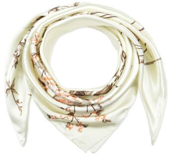 corciova Large Square Satin Silk Like Lightweight Scarf Hair Wrap Women Beige Floral Curly