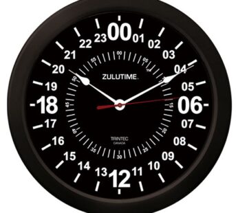 Trintec 24 Hour Military Time SWL Zulu Time Black Wall Clock 10″ Dial