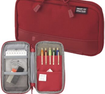 LIHIT LAB Compact Pen Case (Pencil Case), Water & Stain Repellent,3.5″ x 6.5”, Red (A7687