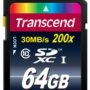 Transcend 64GB SDXC Class 10 Flash Memory Card Up to 30MB/s (TS64GSDXC10)