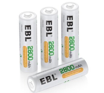 EBL AA 2800mAh High Performance Ni-MH Rechargeable Batteries, 4 Pack