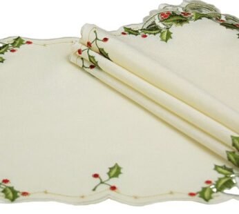 Xia Home Fashions Winter Berry Christmas Placemats, 12 by 18-Inch, Set of 4