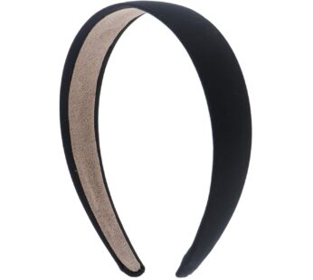 Motique Accessories Black 1 Inch Satin Hard Headband for Women and Girls