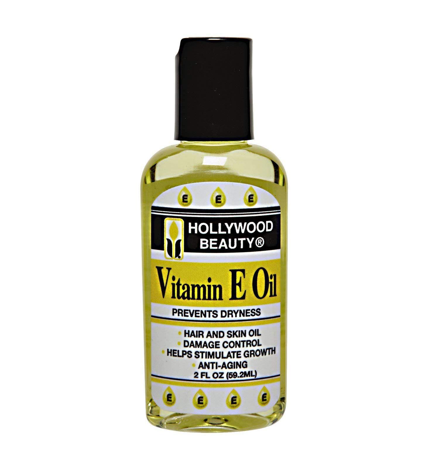 Hollywood Beauty Vitamin E Hair & Skin Oil, 2oz Bottle, Prevents Dryness for Hair and Skin