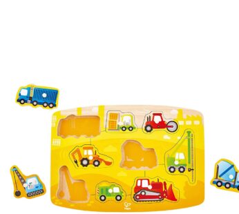 Hape Construction Peg Puzzle| 10 Piece Wooden Peg Jigsaw Puzzle Game, Learning Toy for Tod