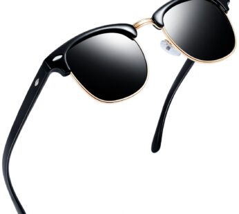 Joopin Semi Rimless Sunglasses Horn Rimmed Sun Glasses Polarized UV400 Half Frame Shades f