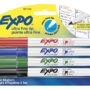 EXPO Low-Odor Dry Erase Markers, Ultra-Fine Tip, Assorted Colors, 4 Count
