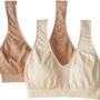 Bali womens Comfort Revolution Crop Top bras, 2 Pack - Nude/Light Beige Combo, Large US