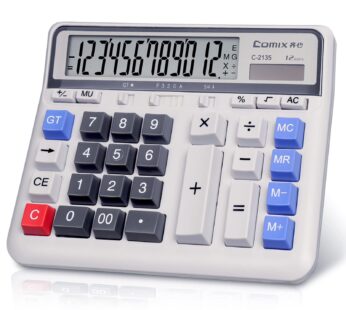 Comix Desktop Calculator Solar Battery Dual Power with 12-Digit Large LCD Display and Larg