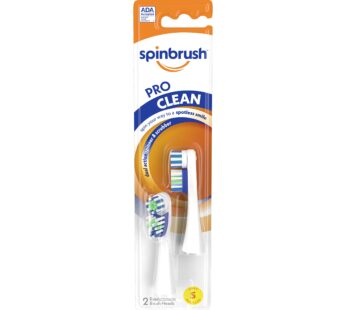 Spinbrush Pro Clean Replacement Heads, Soft Bristles, For Battery Toothbrush, 2-Pack