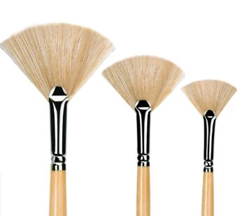 Oil Acrylic Paint Brushes Artist Fan Paint Brush Set Natural Bristle Long Handle Painting